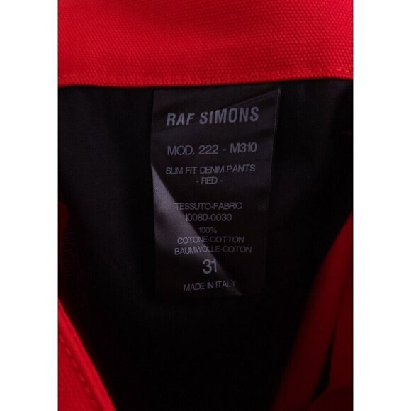 Raf Simons Logo Plaque Straight-leg Denim Trousers M Red New - Picture 11 of 16